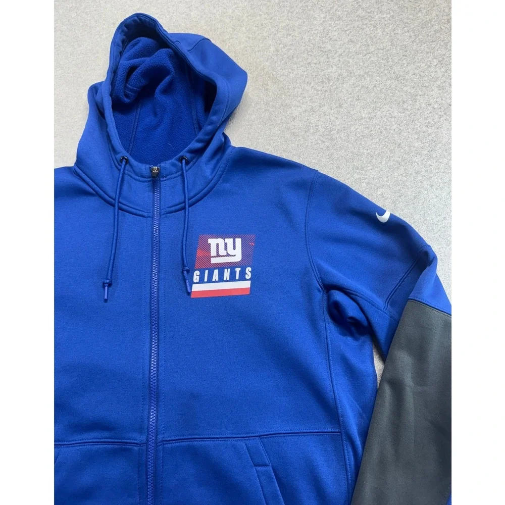 Nike New York Giants Hoodie Mens M Dri-FIT NFL On Field Full Zip Blue Gray Cozy